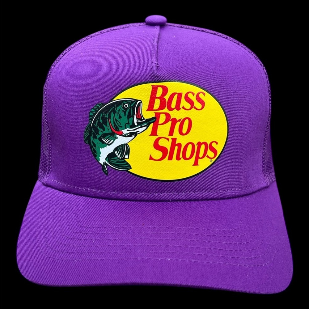 New With Tags Purple Bass Pro Shops Mesh Trucker Hat